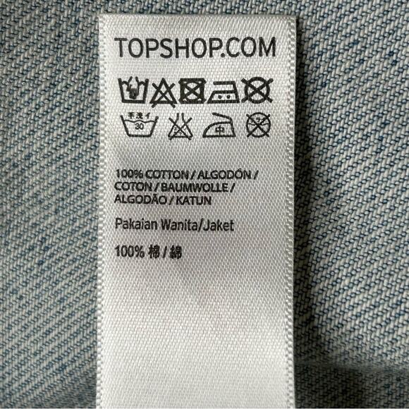 Topshop Moto Foil Iridescent Oversized Denim Jacket US 12 - Picture 10 of 14